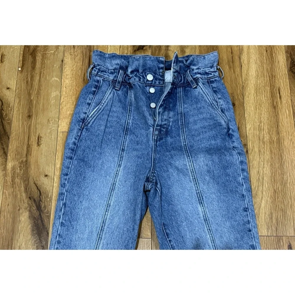 90s Paperbag High Waisted Mom Jeans Women's 27 Medium Wash Retro Blank NYC  NWOT